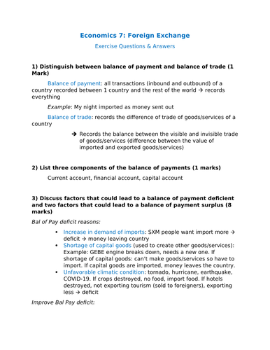 Economics: Foreign Exchange Exercise/Practice Quiz