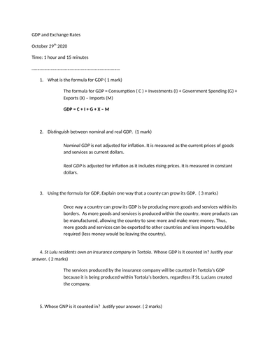 Economics: GDP and Exchange Rates Practice Quiz