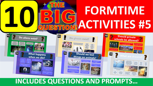 10 x The Big Question #5 Form Tutor Time Thinking Skills Activity - Zero Preparation!