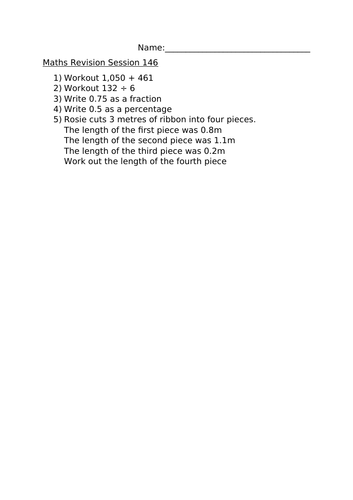 MATHS REVISION WORKSHEET 146