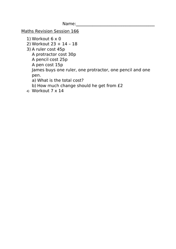 MATHS REVISION WORKSHEET 166