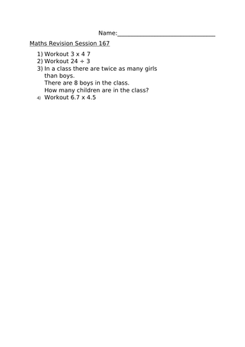 MATHS REVISION WORKSHEET 167