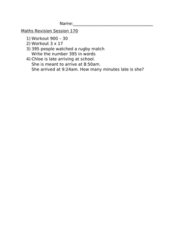 MATHS REVISION WORKSHEET 170