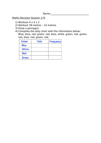 MATHS REVISION WORKSHEET 172