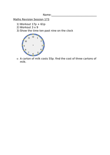 MATHS REVISION WORKSHEET 173