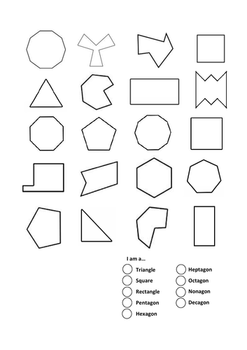 2D Shape Identifier Worksheet