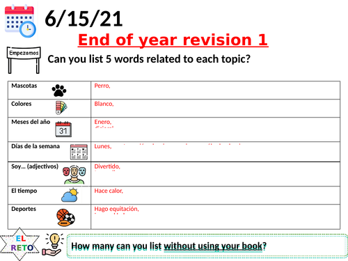 Viva 1 end of year revision