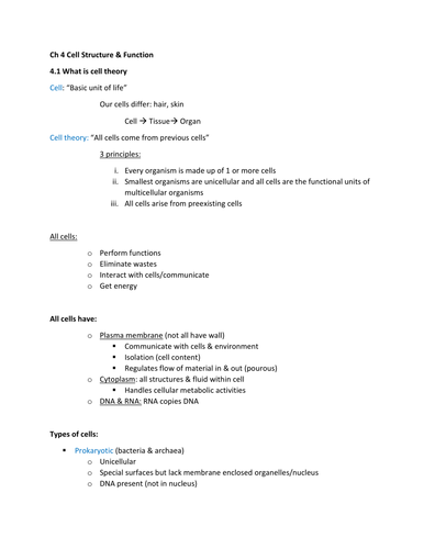 Biology: Cell Structure & Function