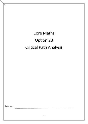 Critical Path Analysis Booklet (Core Maths AQA 2B)