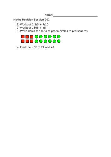 MATHS REVISION WORKSHEET 201