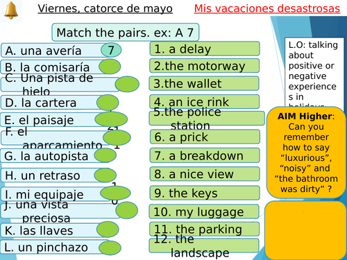Y10 Spanish - Mis vacaciones desastrosas (Viva GCSE Higher)