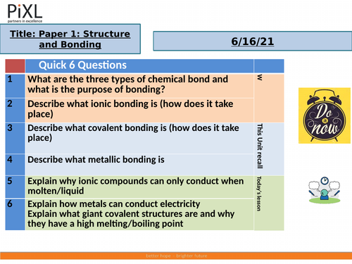 Structure and Bonding Revision 9-1 Chem AQA