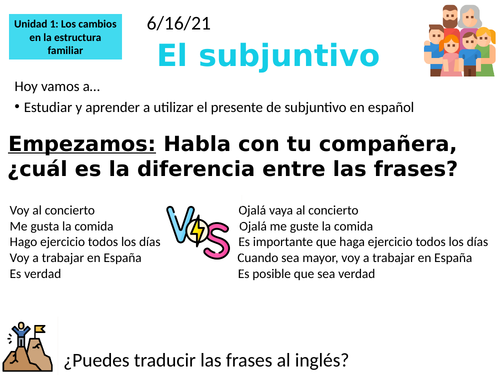 Spanish present subjunctive, A level