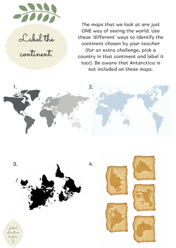 Label the continent activity