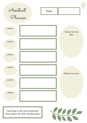 Assistant teacher and cover support template