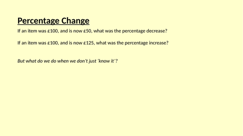 Percentage Change Complete Lesson | Teaching Resources