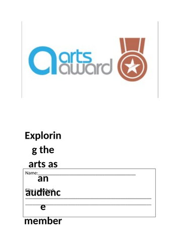 Film Review booklet - KS2/3 ARTS AWARD BRONZE