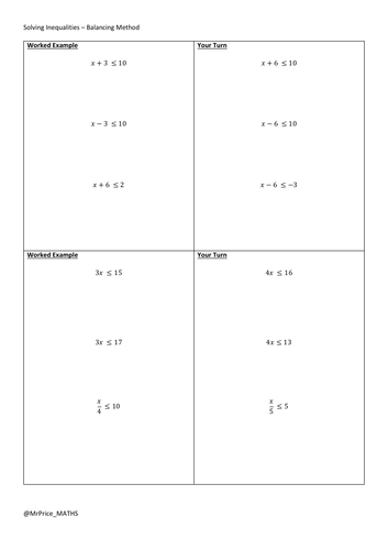 Solving One Step Inequalities (EPP)