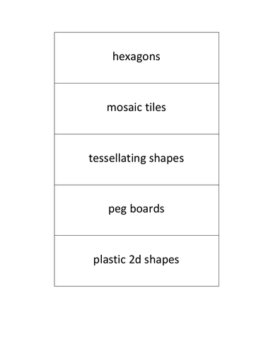 Mathematics resources classroom tray labels
