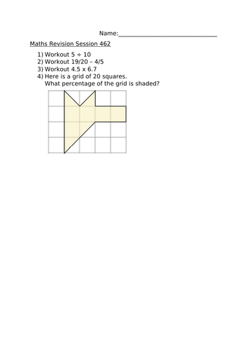 MATHS REVISION WORKSHEET 462