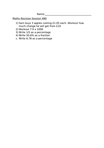 MATHS REVISION WORKSHEET 480