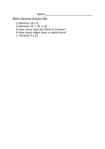 MATHS REVISION WORKSHEET 498