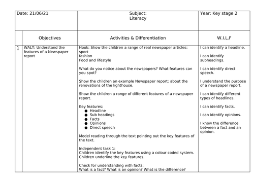 The lighthouse newspaper report plan