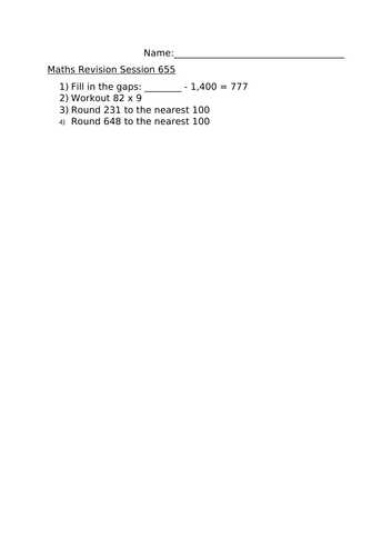 MATHS REVISION WORKSHEET 655