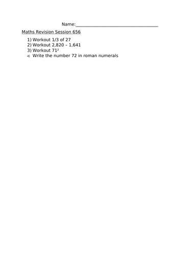 MATHS REVISION WORKSHEET 656