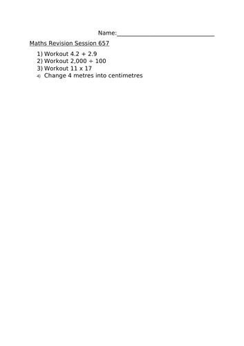 MATHS REVISION WORKSHEET 657