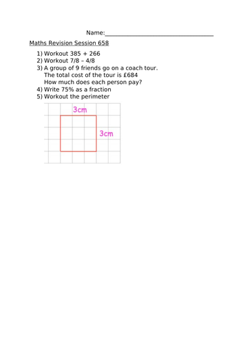 MATHS REVISION WORKSHEET 658