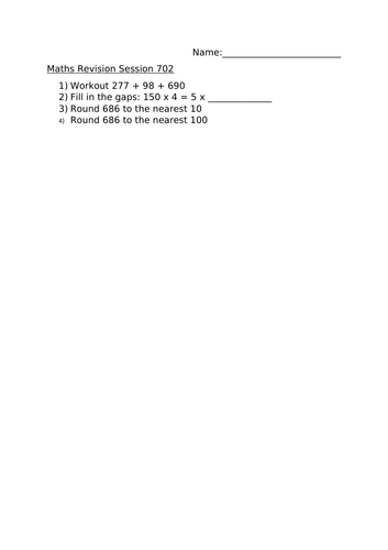 MATHS REVISION WORKSHEET 702