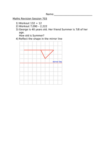 MATHS REVISION WORKSHEET 703