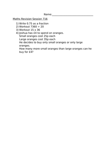 MATHS REVISION WORKSHEET 716