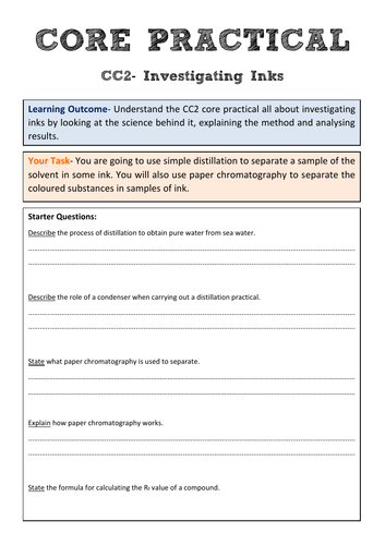 Edexcel CC2 Core Practical Revision- Investigating Inks