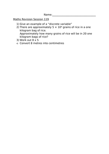 MATHS REVISION WORKSHSET 119