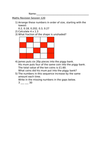 MATHS REVISION WORKSHEET 120