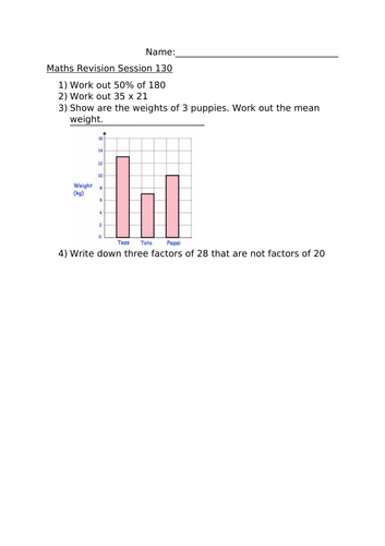 MATHS REVISION WORKSHEET 130