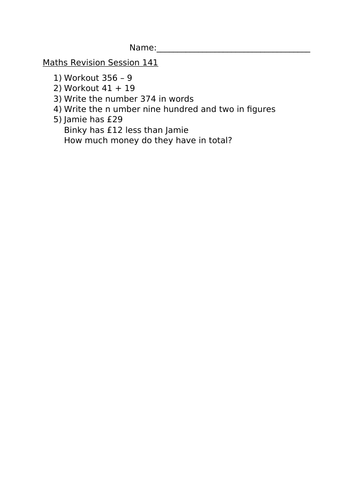 MATHS REVISION WORKSHEET 141