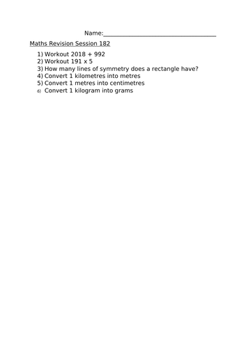 MATHS REVISION WORKSHEET 182