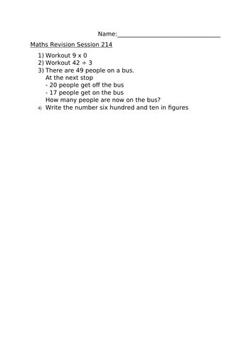 MATHS REVISION WORKSHEET 214