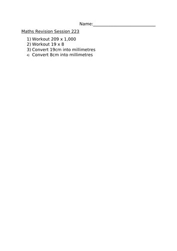 MATHS REVISION WORKSHEET 223