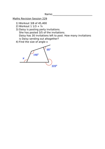 MATHS REVISION WORKSHEET 229