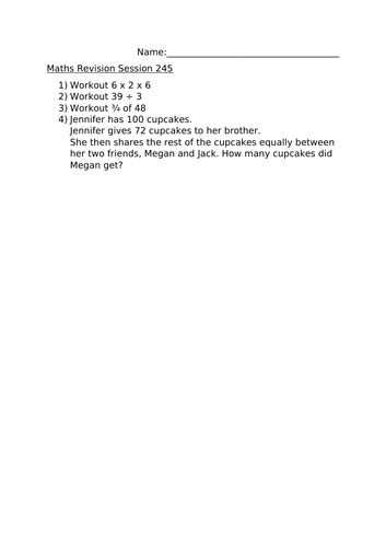 MATHS REVISION WORKSHEET 245