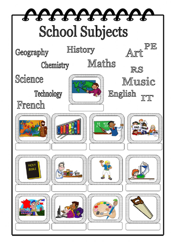 School Themed Vocab Worksheet ESL