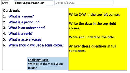 Vague Pronouns - 5 lessons | Teaching Resources