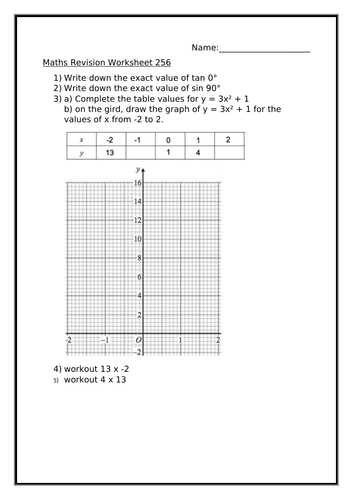 MATHS REVISION WORKSHEET 256