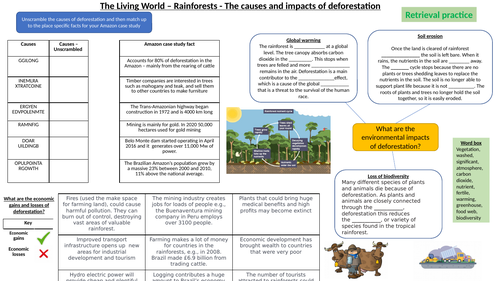 AQA GCSE - Living World - Deforestation retrieval practice