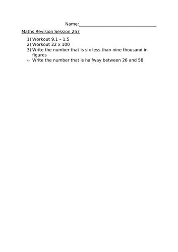 MATHS REVISION WORKSHEET 257