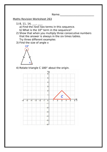 MATHS REVISION WORKHSEET 263